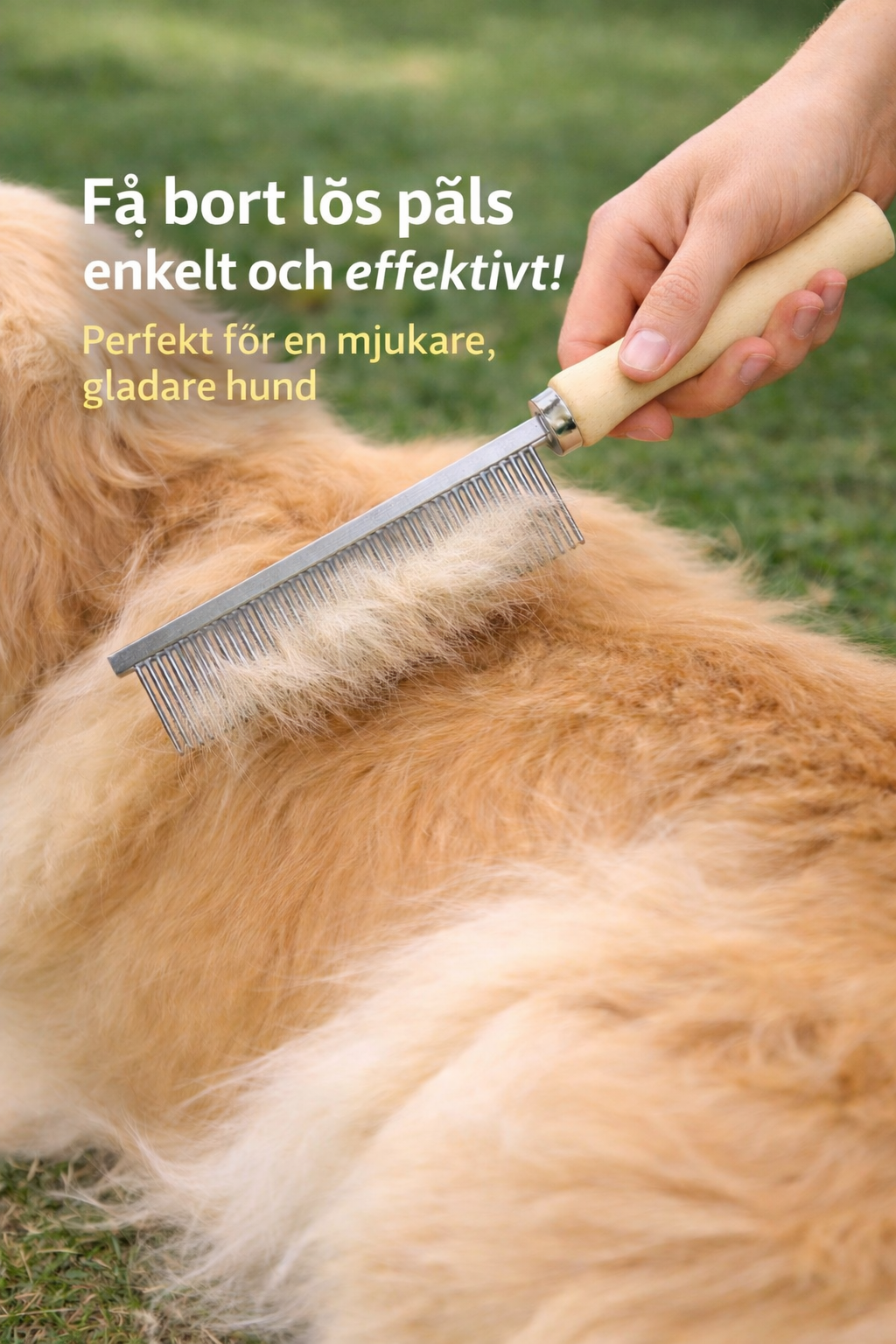 🐾 Tovutredande kam för katt & hund – med stort trähandtag