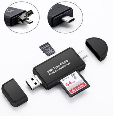 3-i-1 kortläsare – USB, Micro USB & Type-C