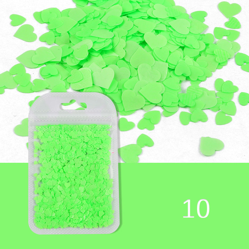Alla hjärtans dag Nageldekoration – Fluorescerande Hjärtnagel-Paljetter