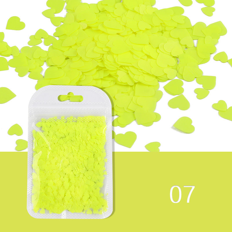 Alla hjärtans dag Nageldekoration – Fluorescerande Hjärtnagel-Paljetter