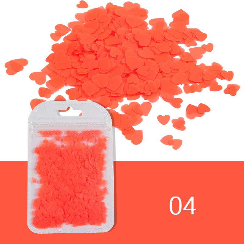 Alla hjärtans dag Nageldekoration – Fluorescerande Hjärtnagel-Paljetter