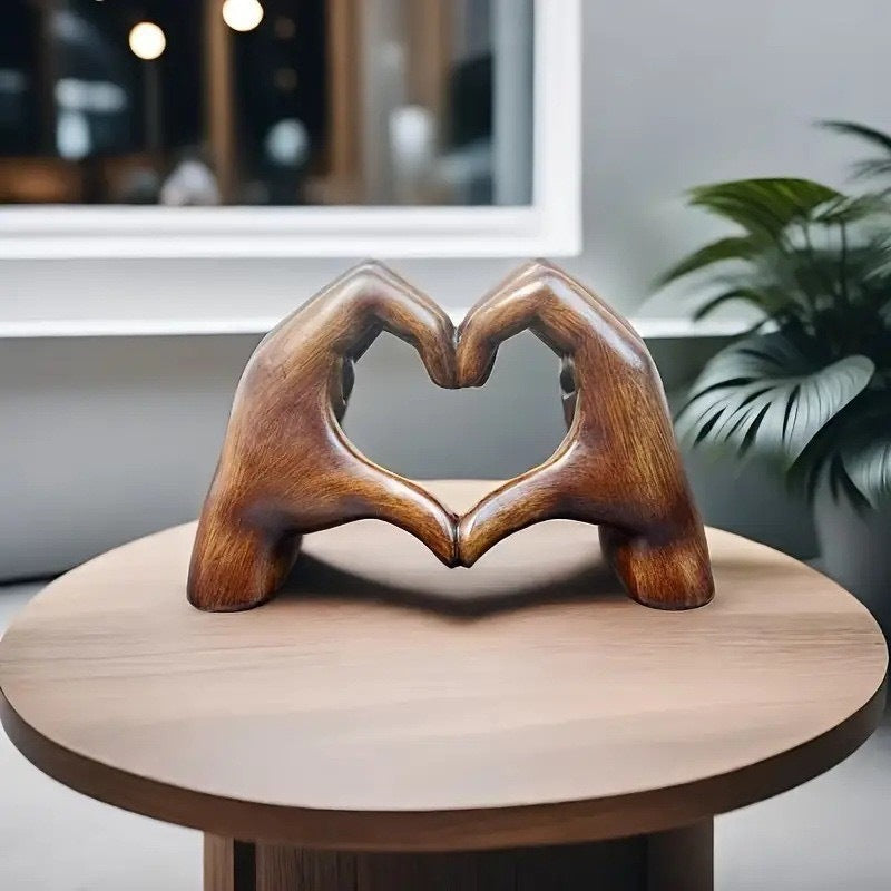 Hjärtformad Love Finger-Staty – Dekorativ Resinstaty