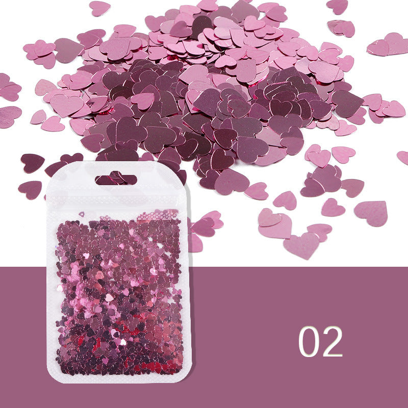 Alla hjärtans dag Nageldekoration – Fluorescerande Hjärtnagel-Paljetter