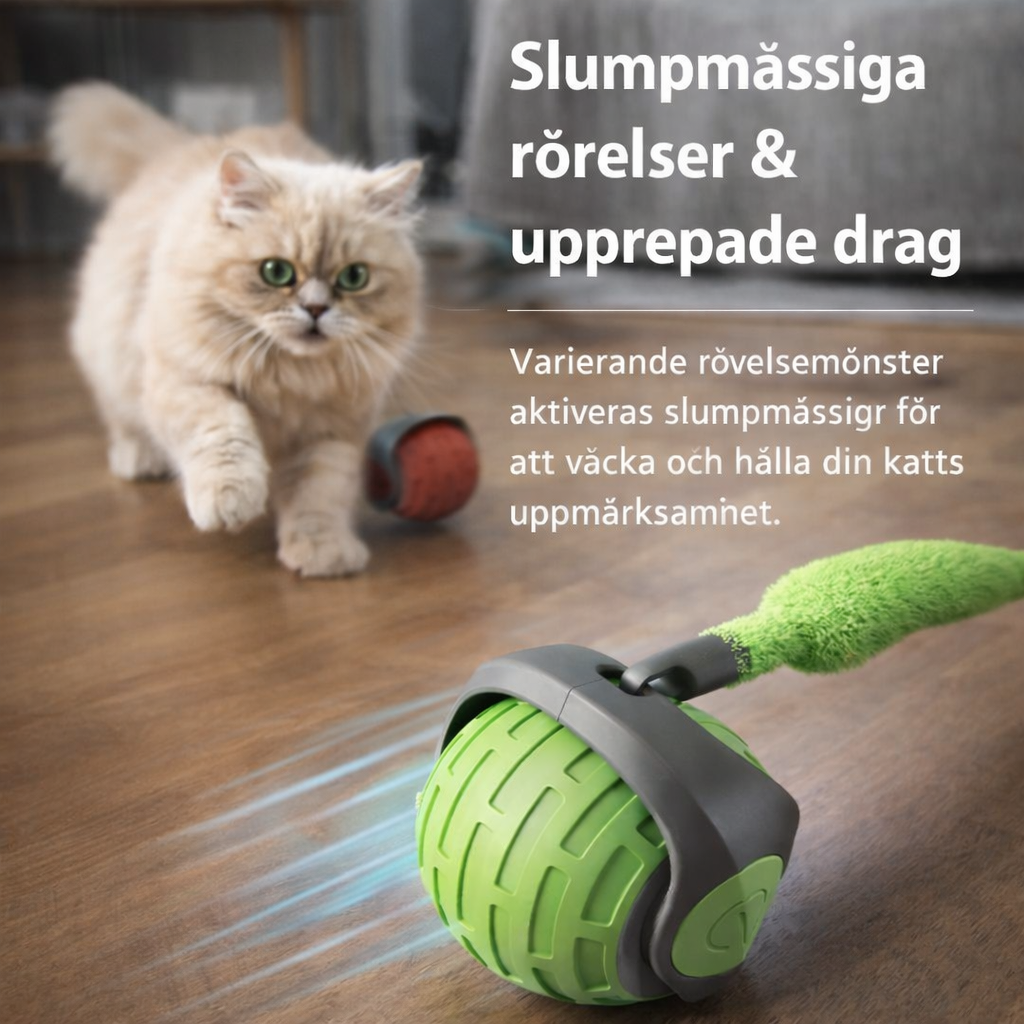🐱 Interaktiv Elektrisk Kattleksak – Automatisk Rullande Boll (USB-laddning)