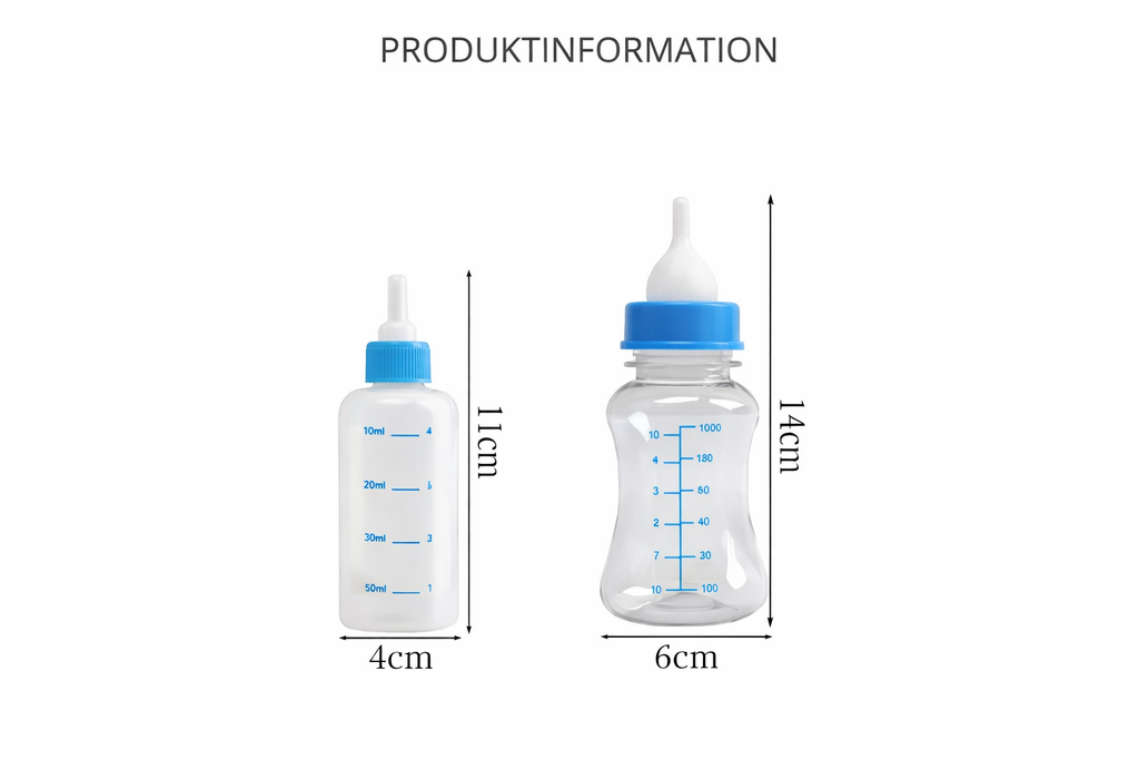 Nappflaska för husdjur med mjuk pip och flaskborste – 3-delars set