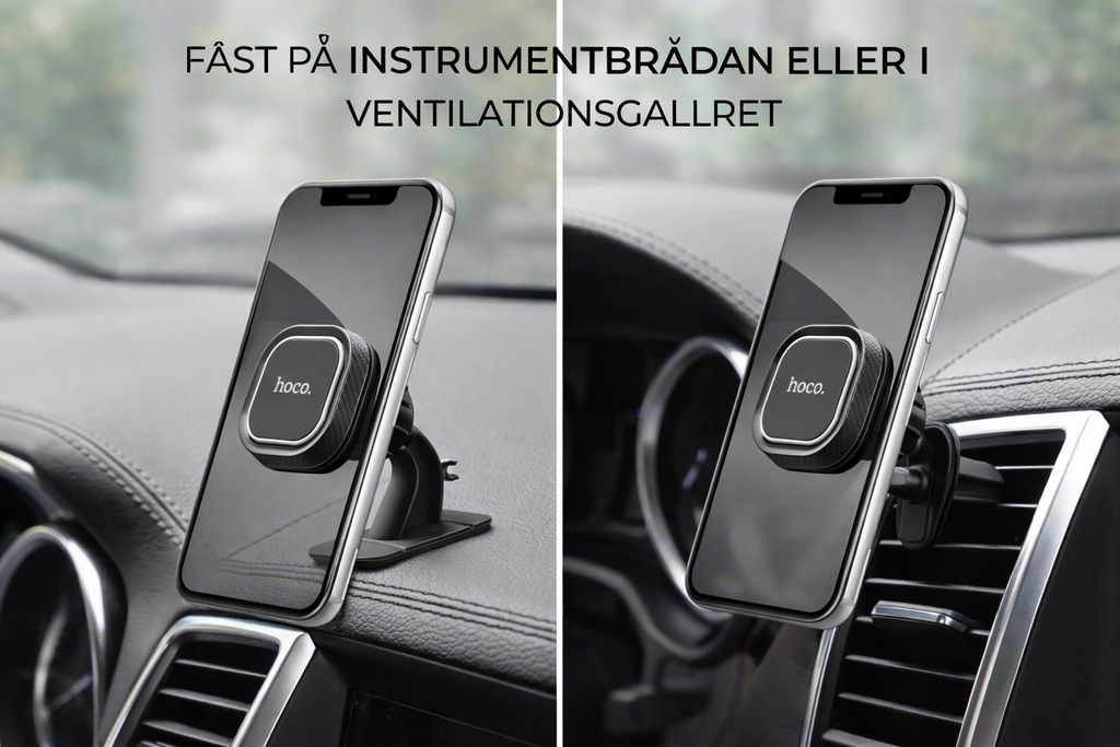 Stor magnetisk sug-/fästyta med bakkant för maximal stabilitet