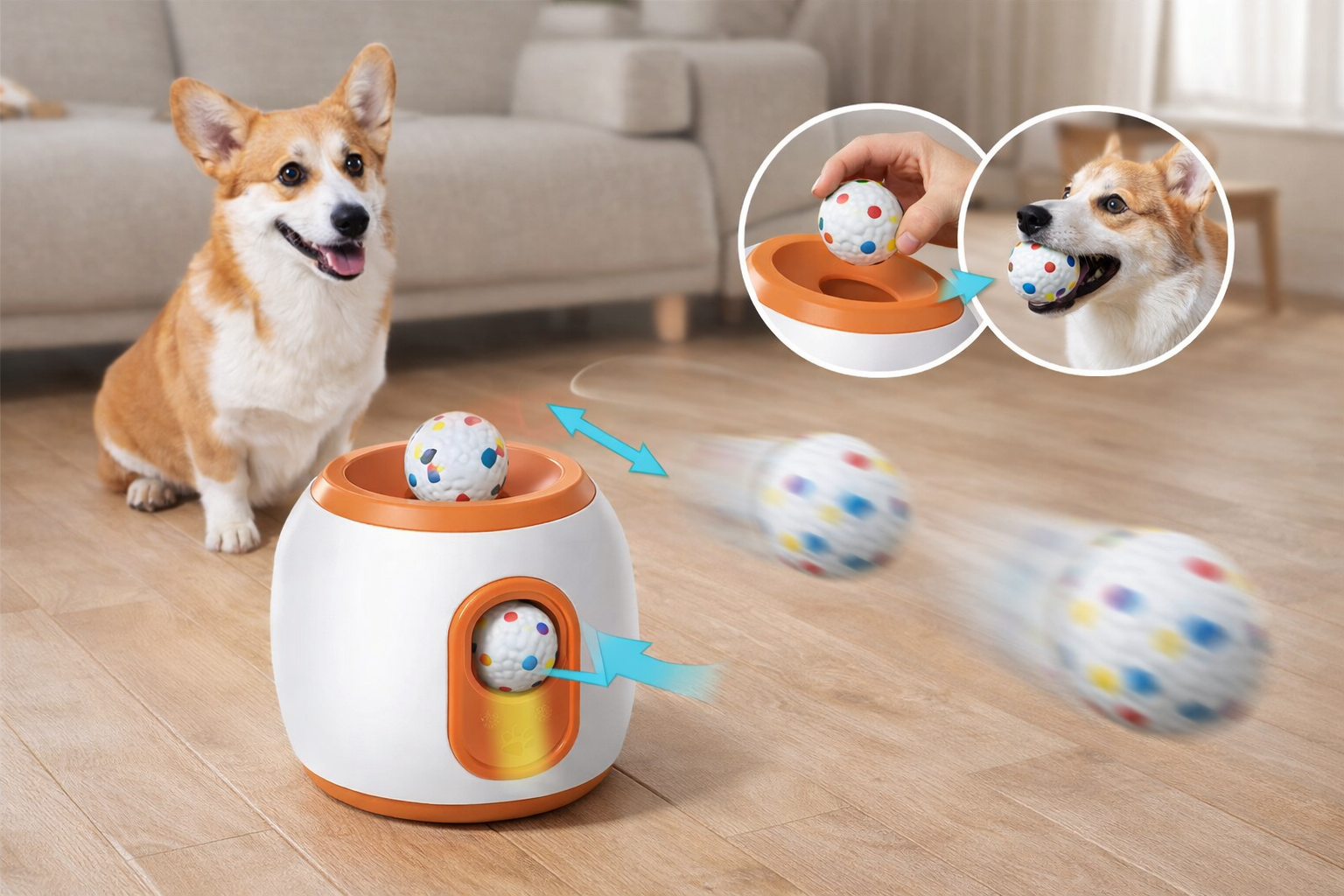 Interaktiv Bollkastare för Hund – Automatisk Tennisbollsmaskin med Justerbara Hastigheter