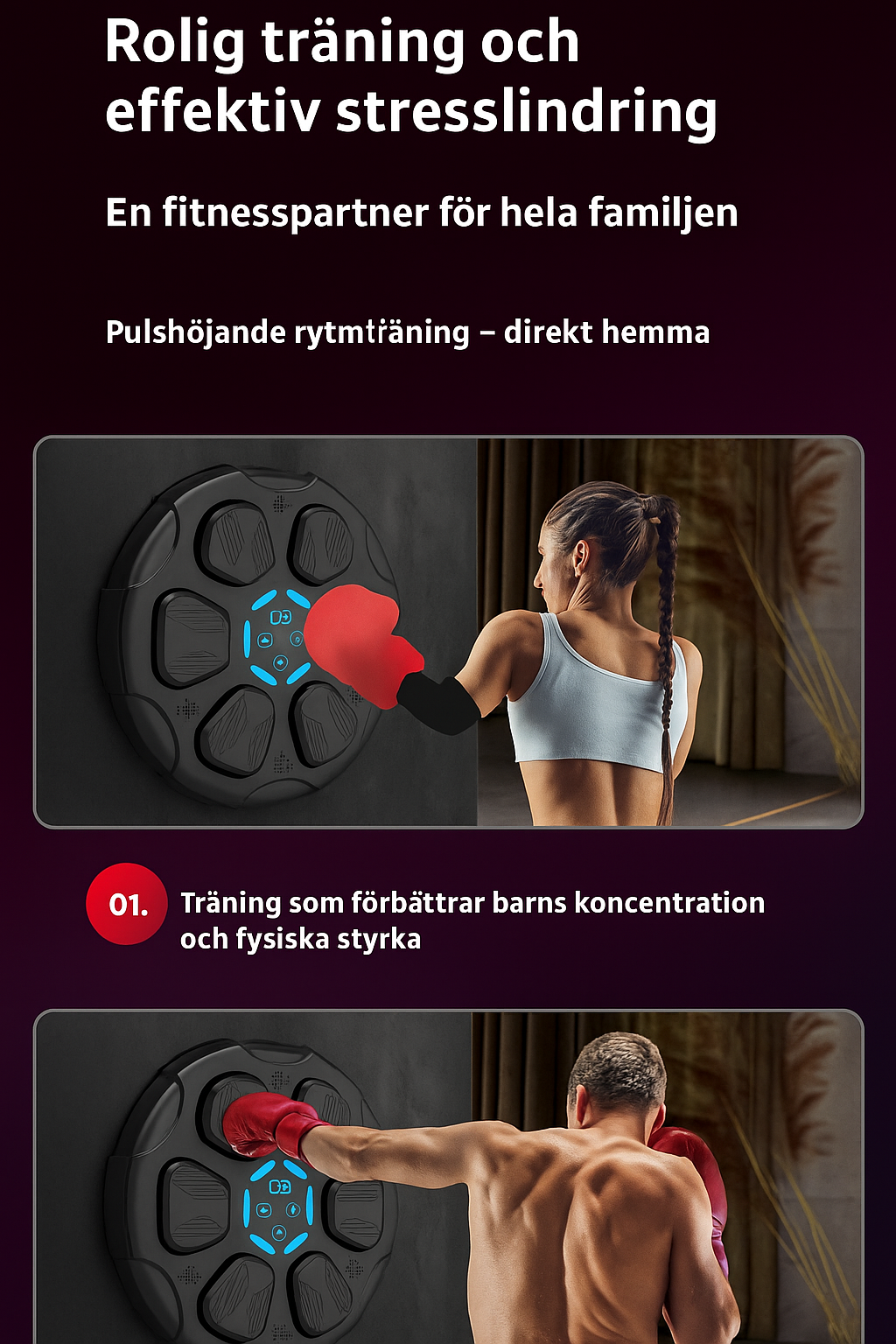 Bluetooth Boxing Trainer – Interaktiv Ljus- & Musikstyrd Boxningstavla för Hemmaträning