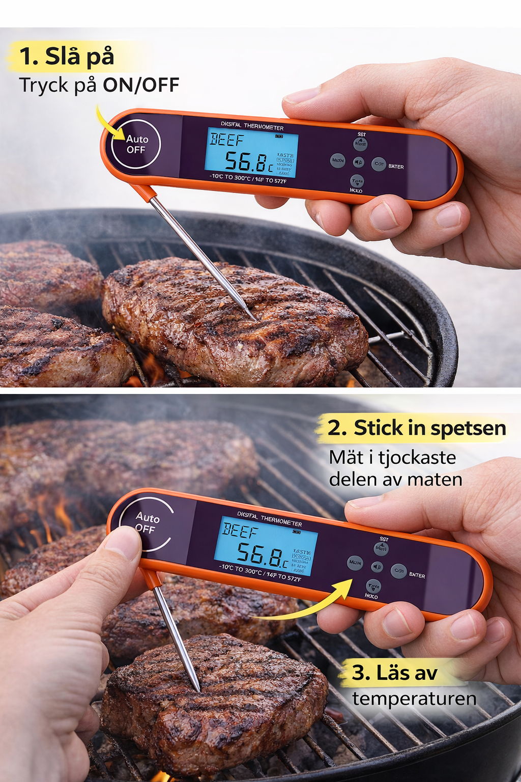 Digital kökstermometer med röstlarm