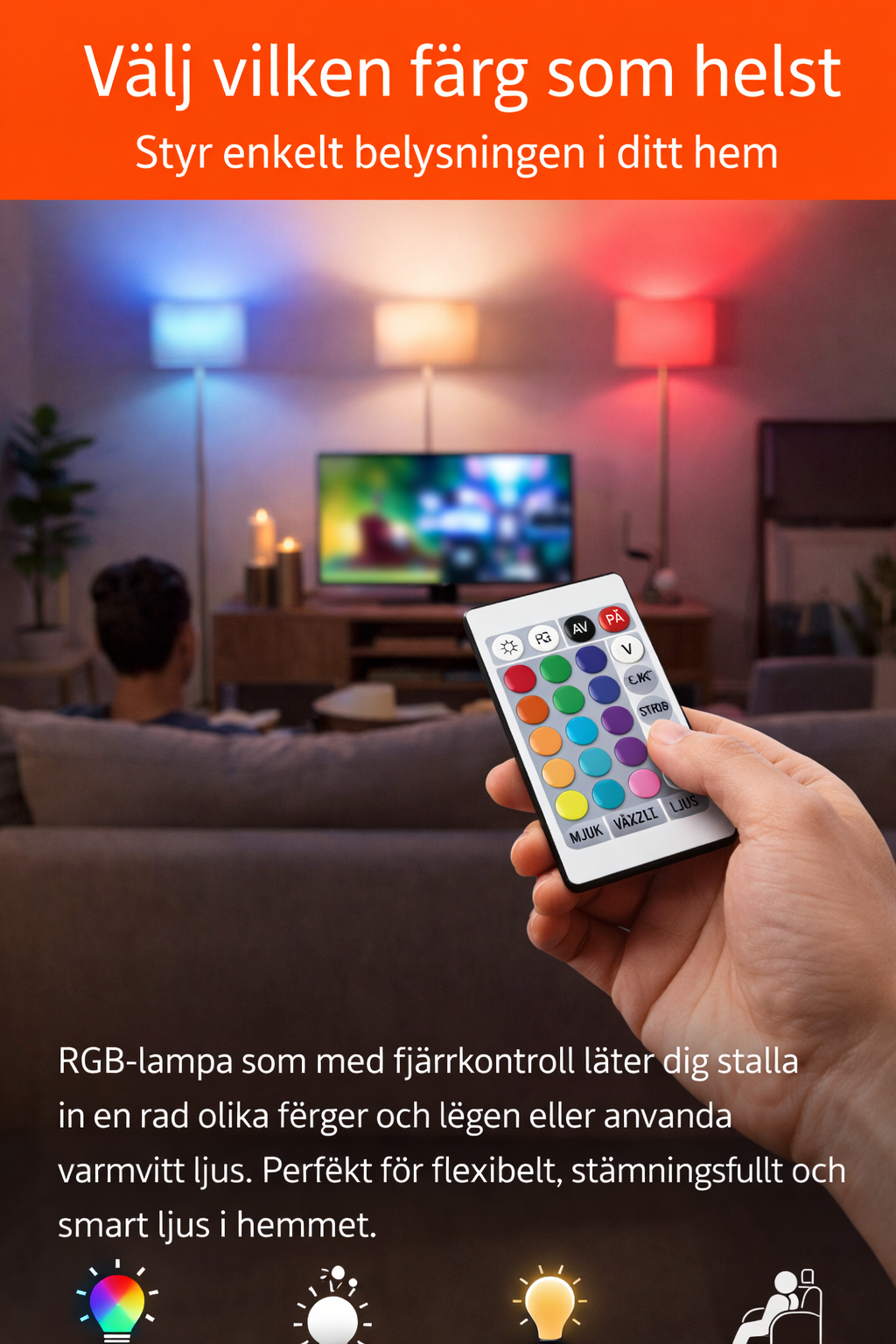 RGB LED-lampa med fjärrkontroll
