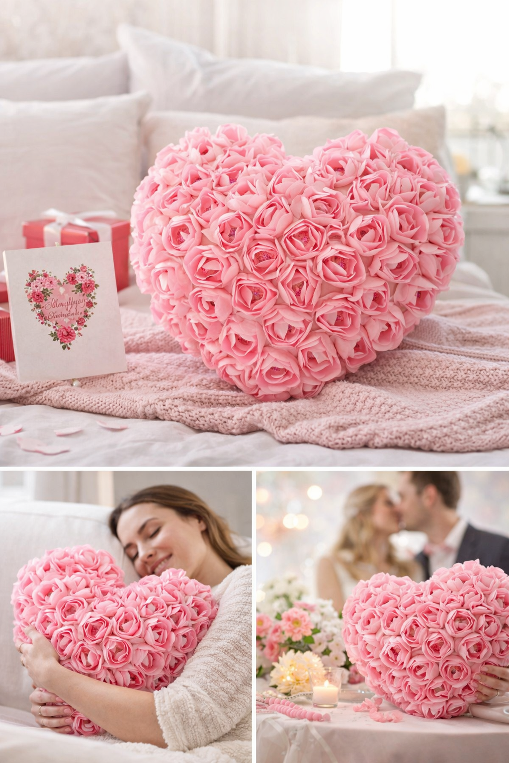 Rose Love Pillow- Rosformad Prydnadskudde