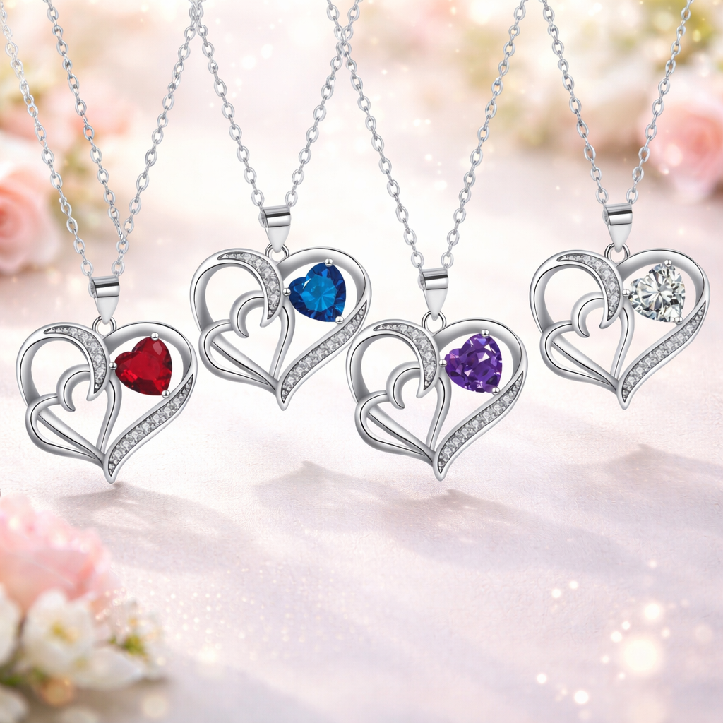 Dubbelhjärtat halsband för kvinnor – Elegant & lättmatchat smycke