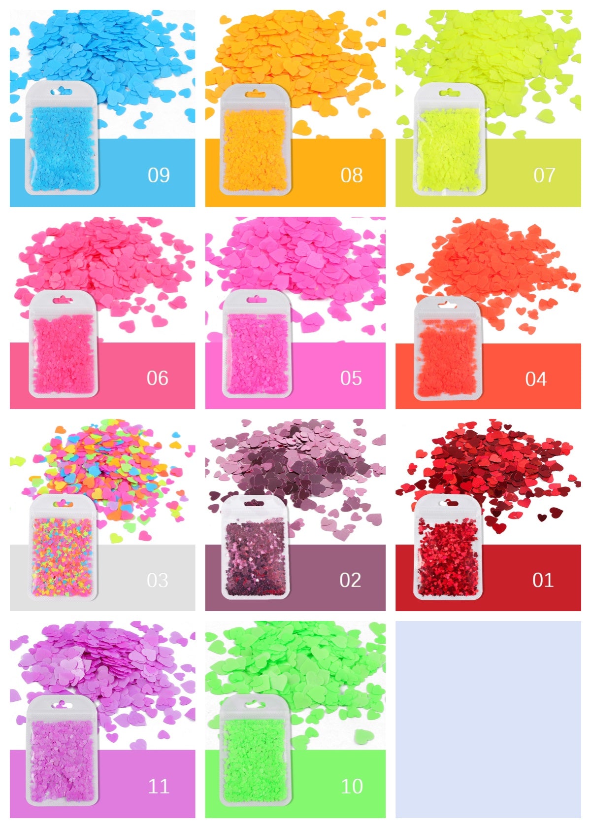 Alla hjärtans dag Nageldekoration – Fluorescerande Hjärtnagel-Paljetter