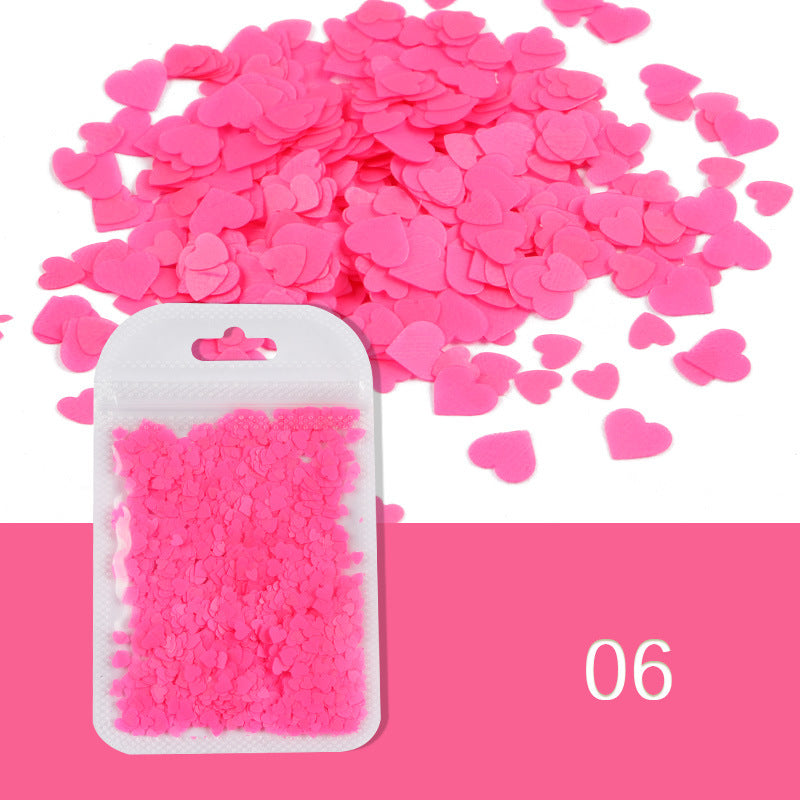 Alla hjärtans dag Nageldekoration – Fluorescerande Hjärtnagel-Paljetter