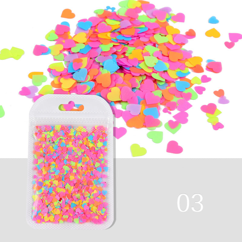 Alla hjärtans dag Nageldekoration – Fluorescerande Hjärtnagel-Paljetter