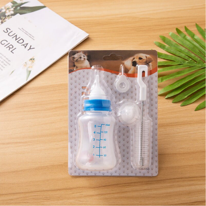 Nappflaska för husdjur med mjuk pip och flaskborste – 3-delars set
