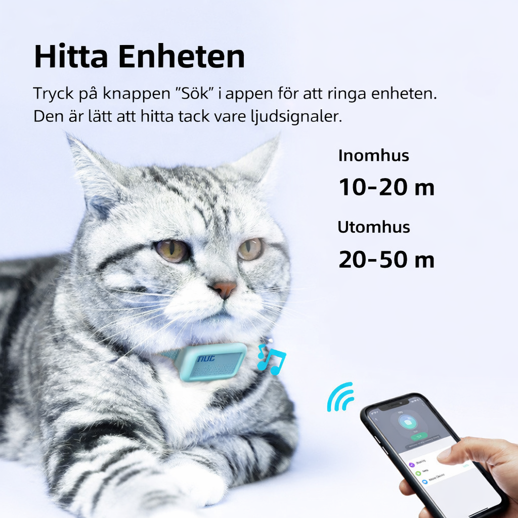 Nut Mini Husdjurslokaliserare – Bluetooth Anti-förlorad Spårare för Katt & Valp