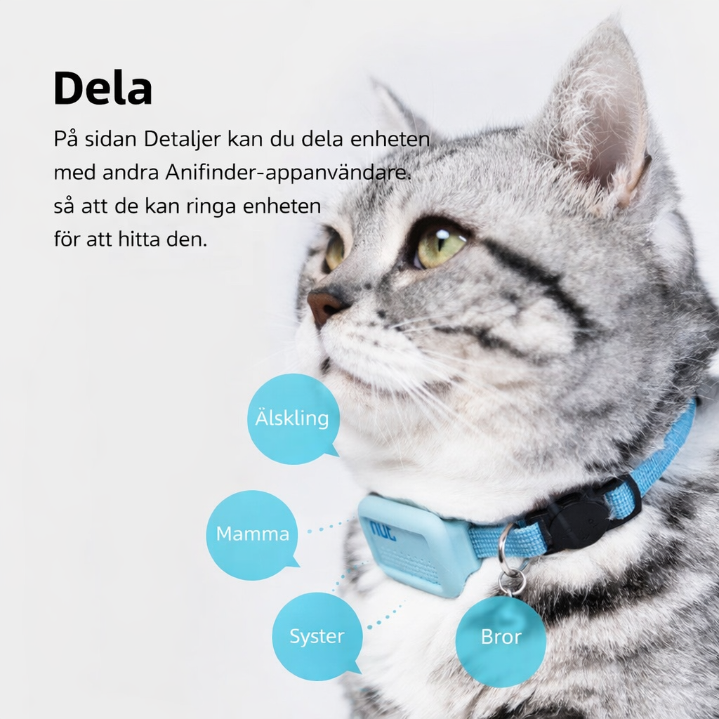 Nut Mini Husdjurslokaliserare – Bluetooth Anti-förlorad Spårare för Katt & Valp