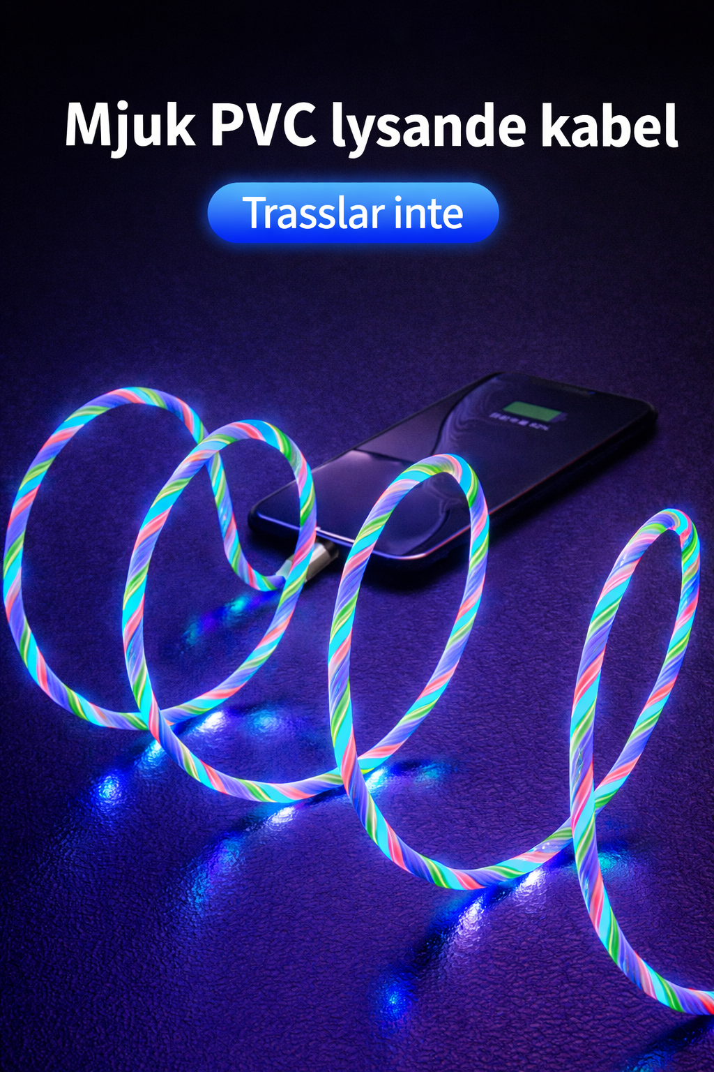 Magnetisk Laddkabel med Flytande LED-ljus – Kompatibel med iPhone, Android & Type-C