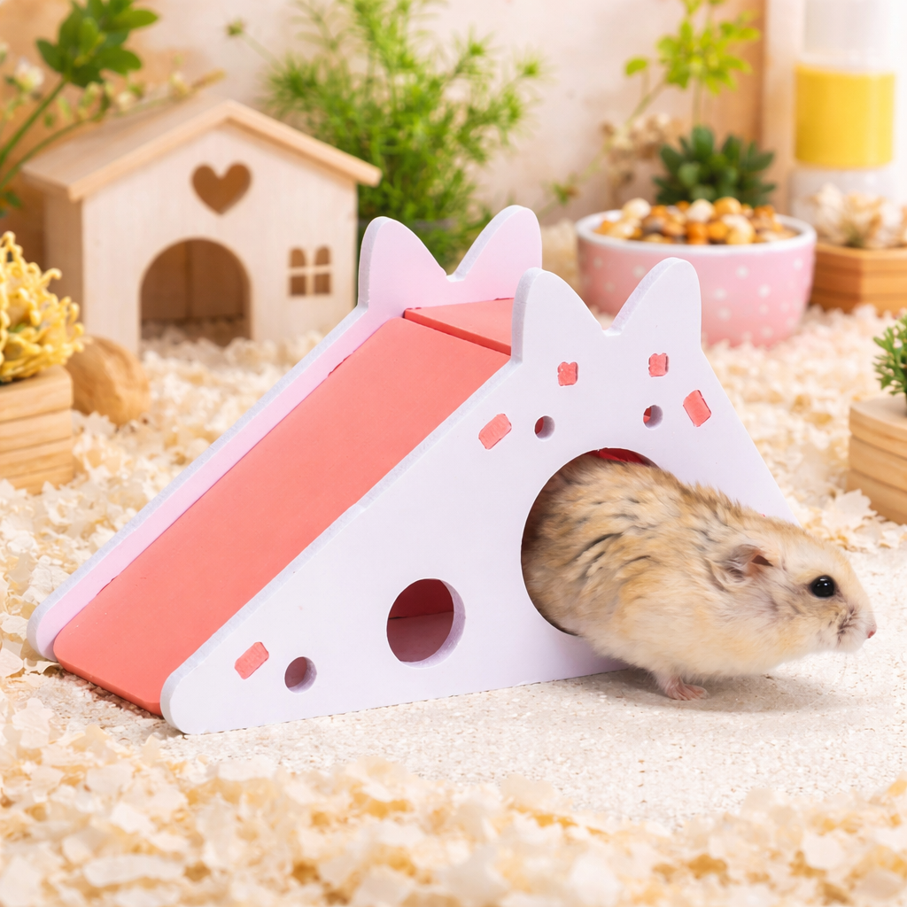 Hamsterlekstuga med rutschkana – PVC-monterbar leksak