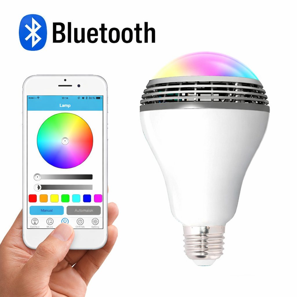 Smart LED-lampa E27 med Bluetooth-högtalare