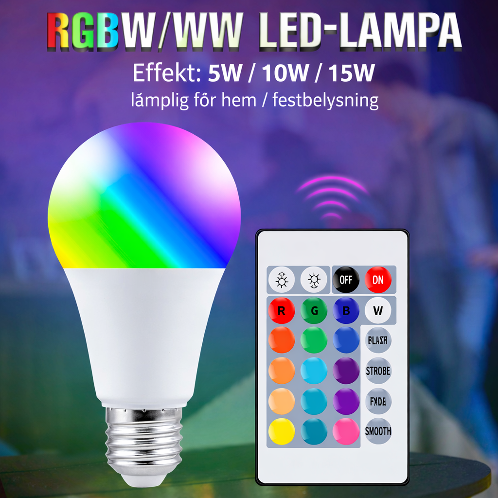 RGB LED-lampa med fjärrkontroll