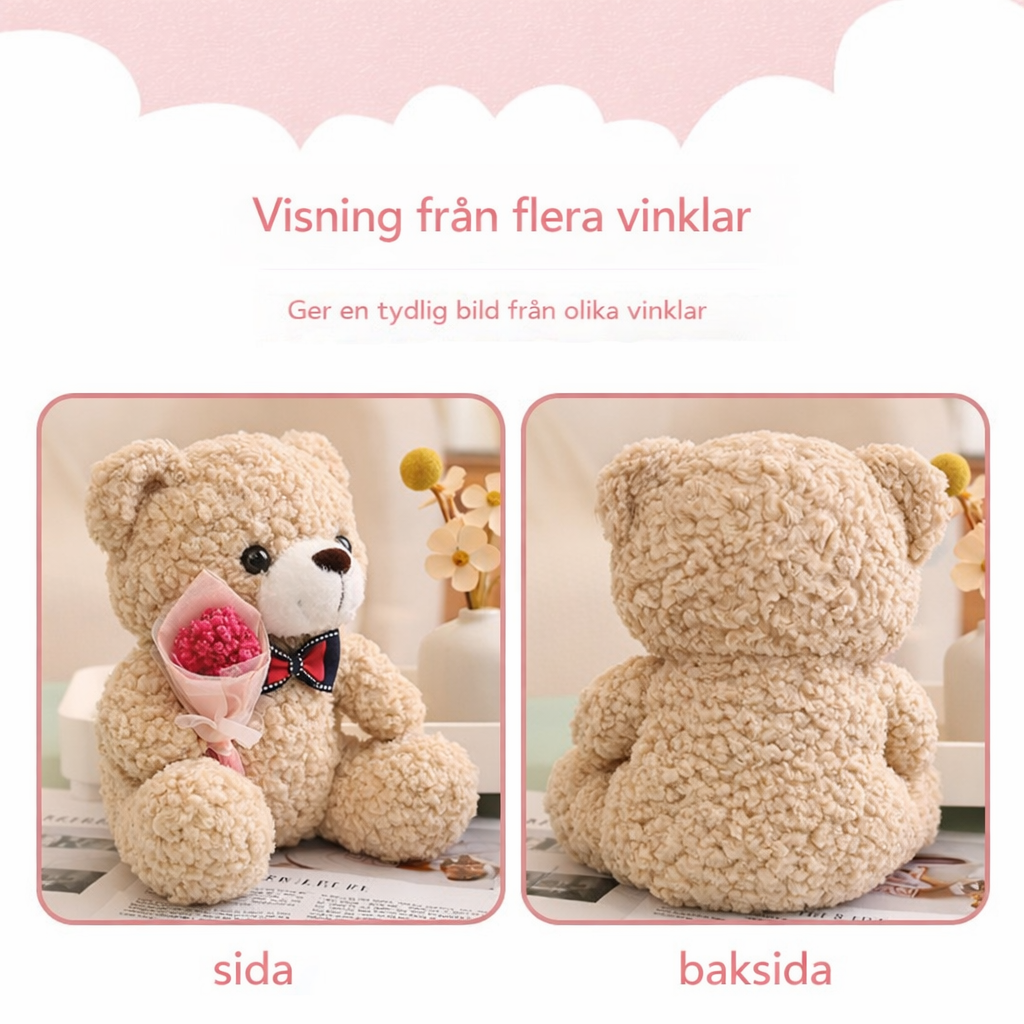 Gosedjur med Rosbukett – Romantisk Nalle