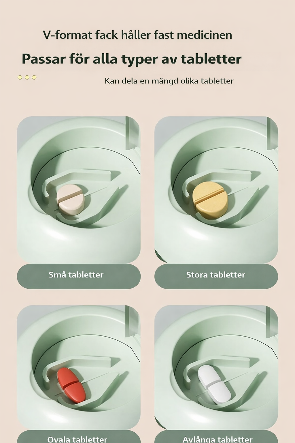 Portabel pillerkross och tablettdelare