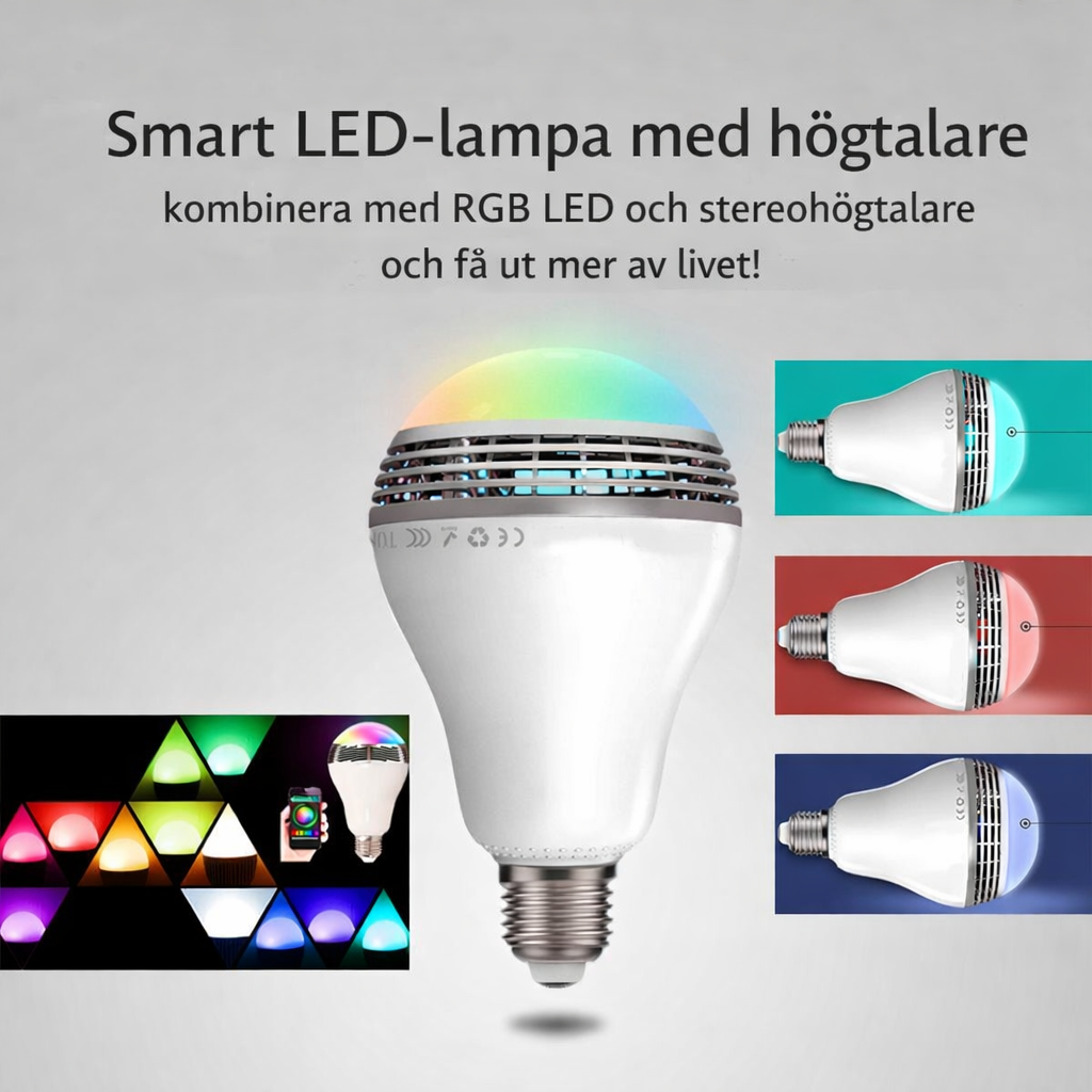 Smart LED-lampa E27 med Bluetooth-högtalare