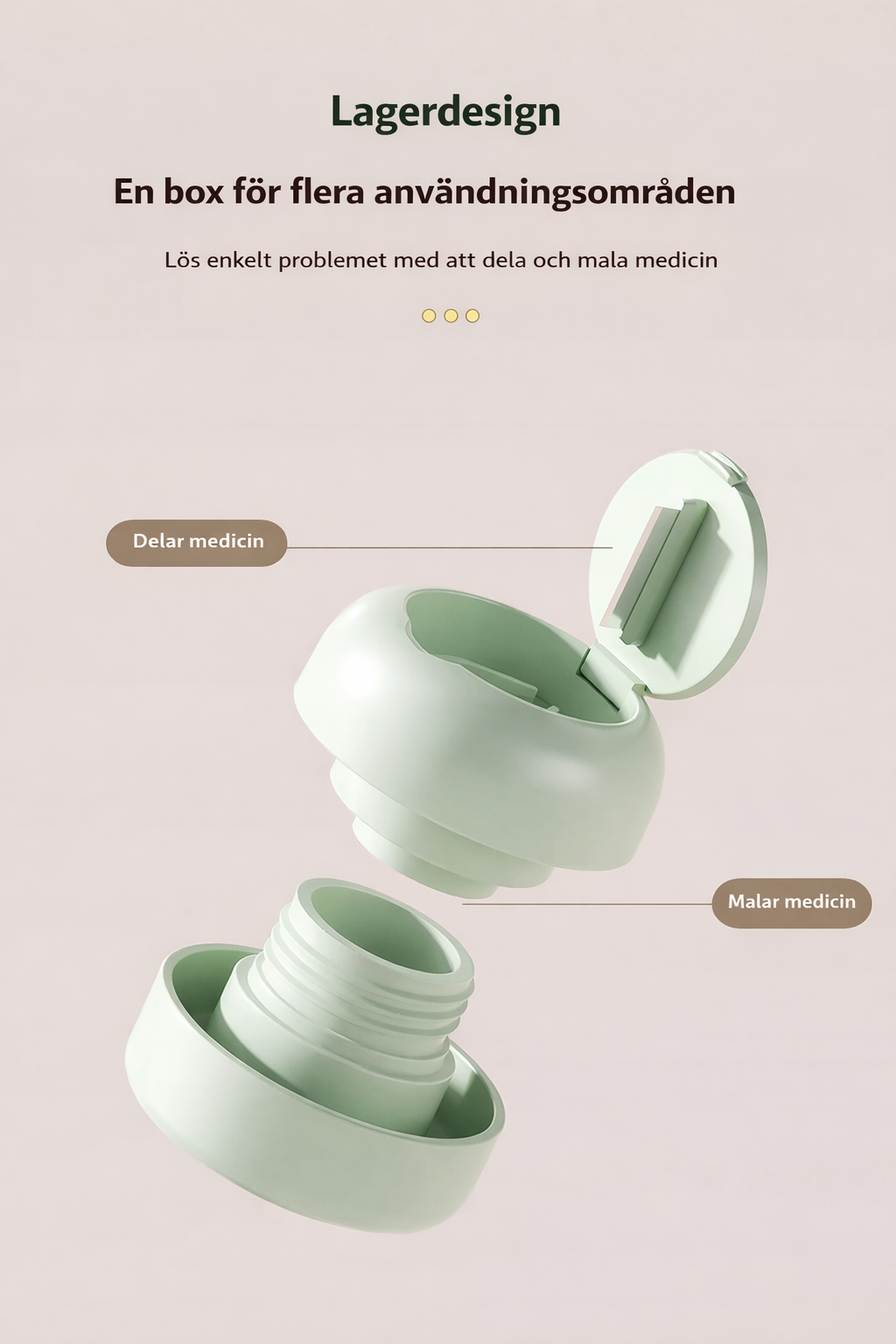 Portabel pillerkross och tablettdelare