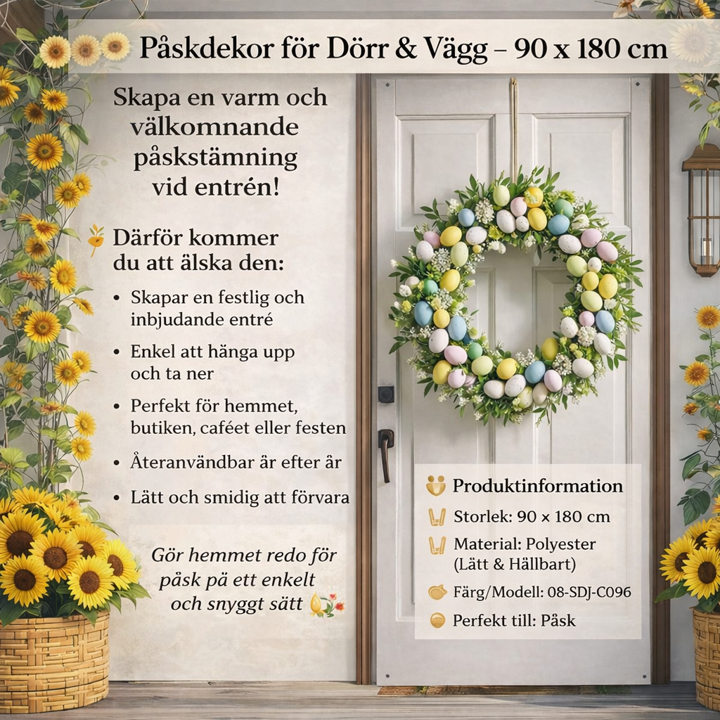 Färgglad girlang med ägg – Påskdekoration för vägg, hem och dörrkarm